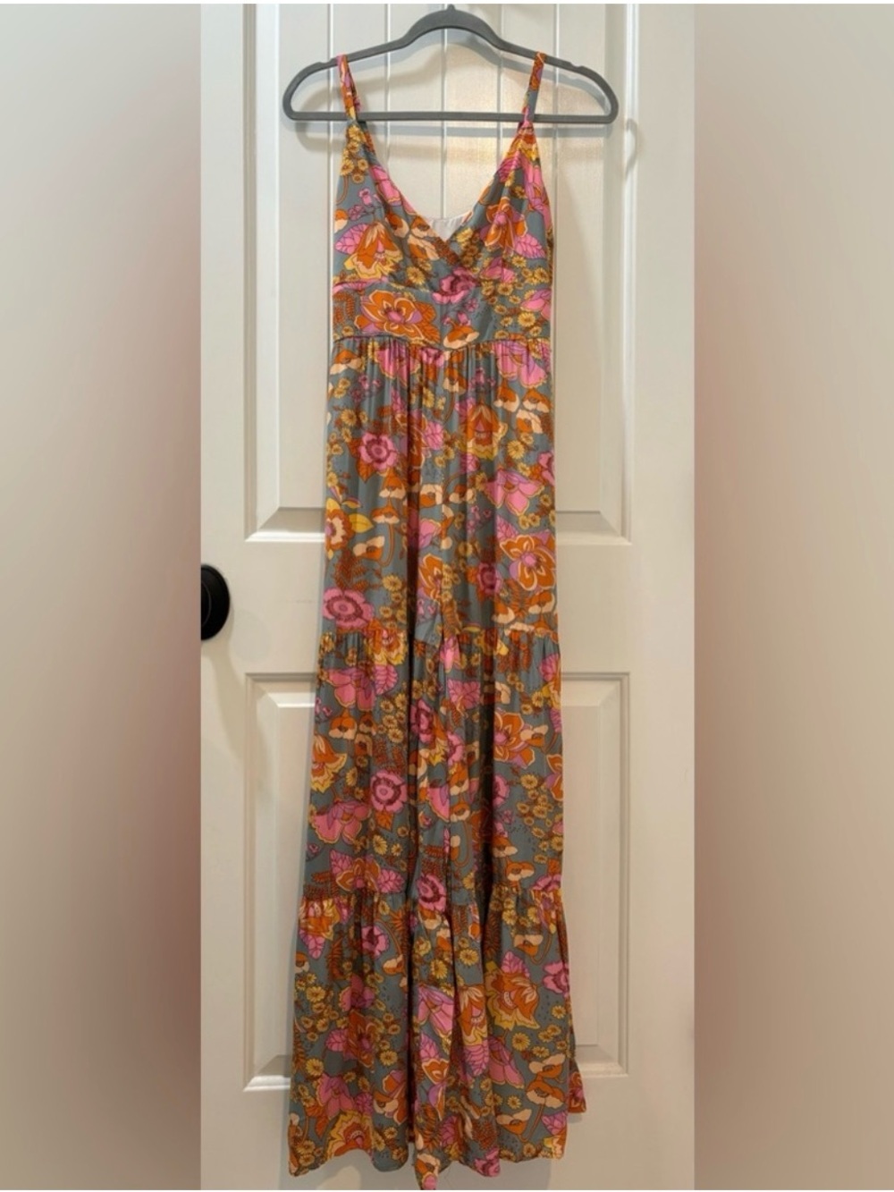 Floral boho wide leg jumpsuit - Pink & Orange - Picture 2 of 7
